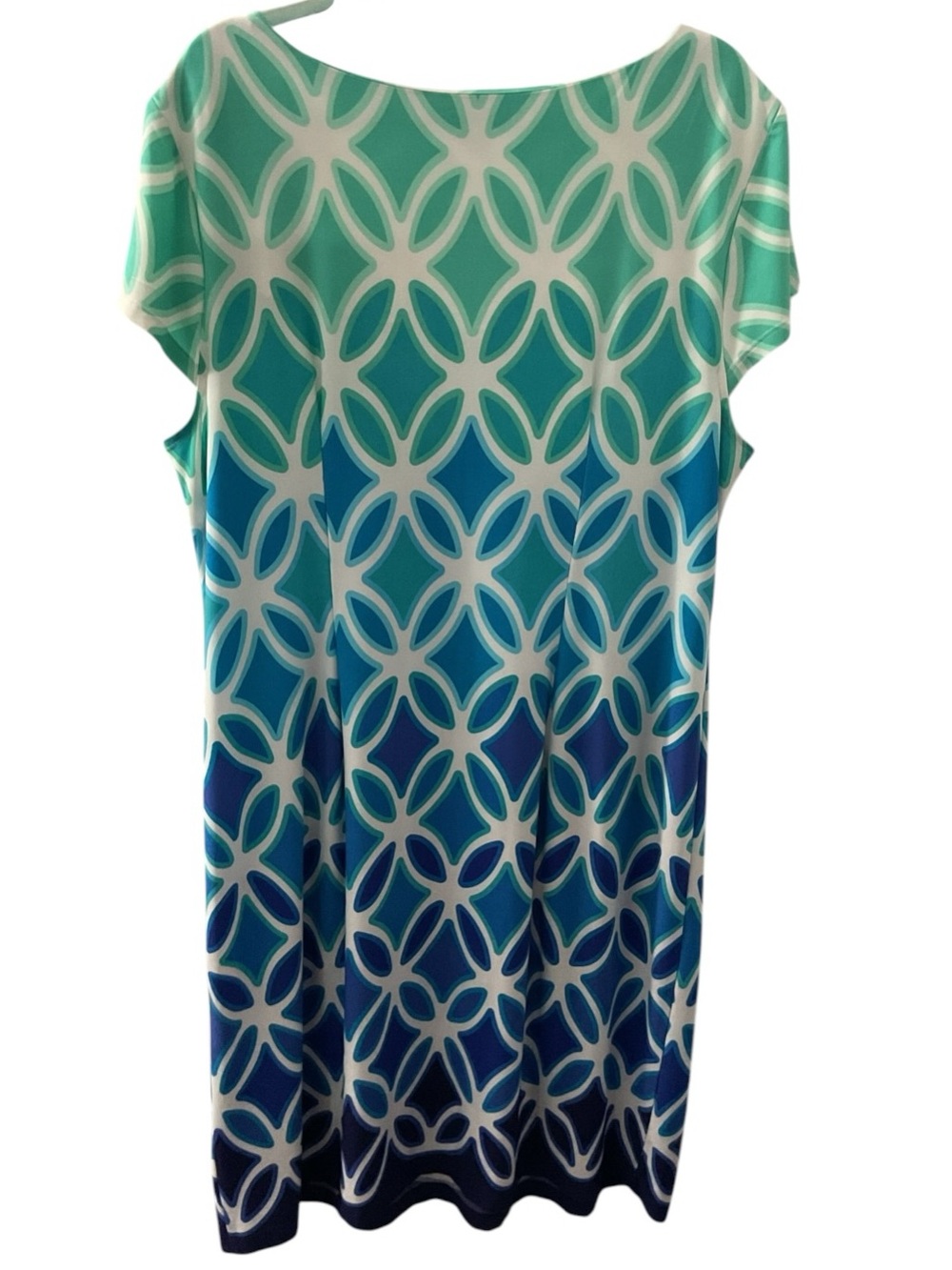 Dress Barn Teal to Blue Geometric Ombre Dress P:23” L:40” - Picture 2 of 6
